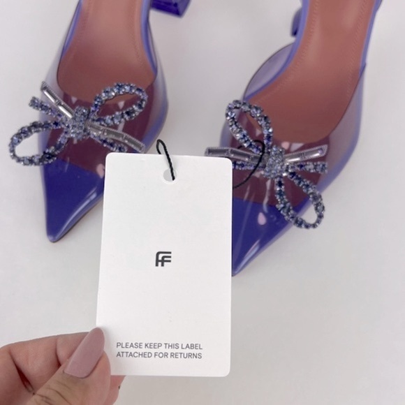 Amina Muaddi Rosie Crystal-Embellished Transparent Slingback Pumps. Size:37. NIB - Picture 14 of 17